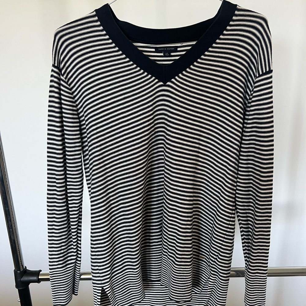 Tommy Hilfiger Black and White Striped Top